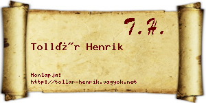 Tollár Henrik névjegykártya