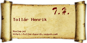 Tollár Henrik névjegykártya
